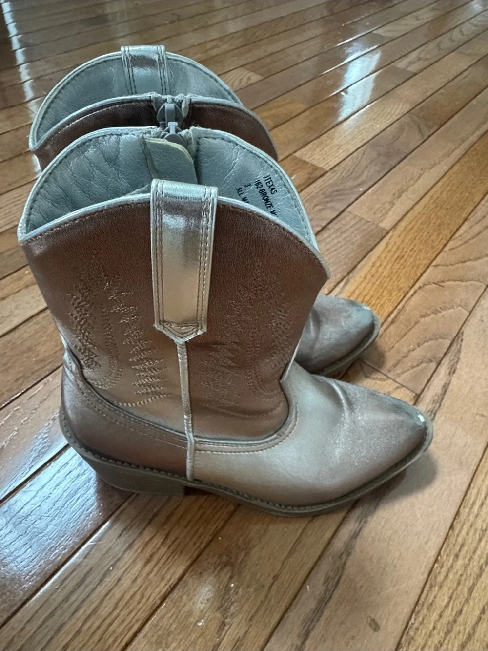 Kids Steve Madden Metallic Copper Western Zip Boots